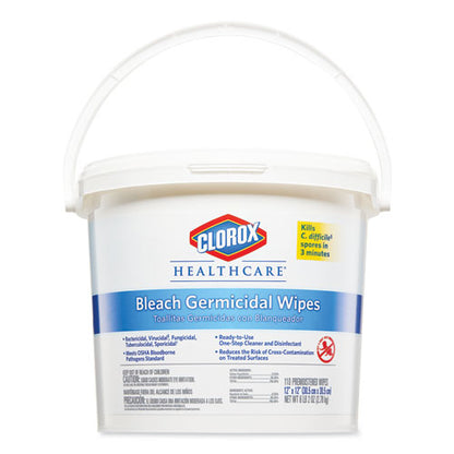 Clorox Healthcare Bleach Germicidal Wipes, 12 x 12, Unscented, 110-Canister, 2-Carton 30358