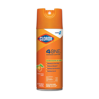 Clorox 4-in-One Disinfectant and Sanitizer, Citrus, 14 oz Aerosol Spray 31043