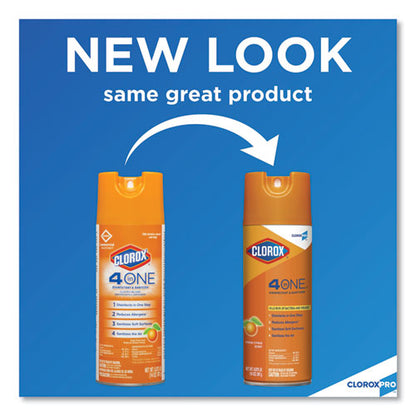Clorox 4-in-One Disinfectant and Sanitizer, Citrus, 14 oz Aerosol Spray, 12-Carton 31043