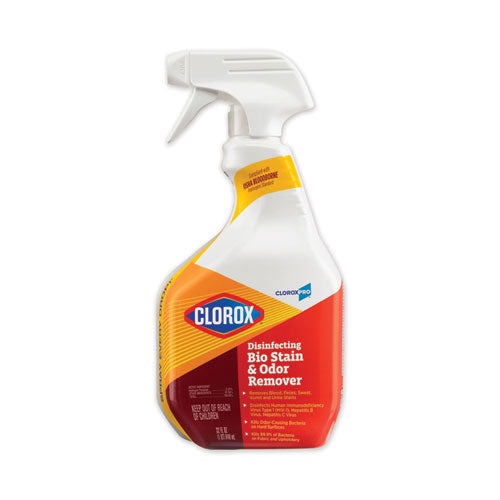 Clorox Disinfecting Bio Stain and Odor Remover, Fragranced, 32 oz Spray Bottle, 9-Carton 31903