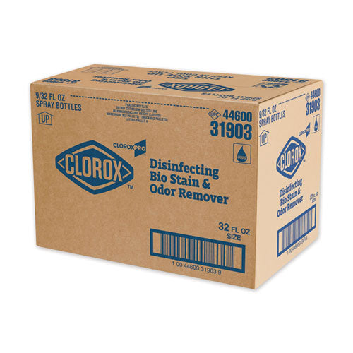 Clorox Disinfecting Bio Stain and Odor Remover, Fragranced, 32 oz Spray Bottle, 9-Carton 31903