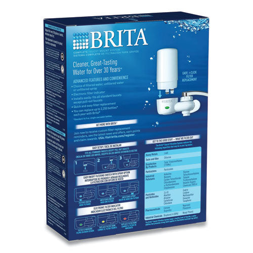 Brita On Tap Faucet Water Filter System, White, 4-Carton CLO42201CT