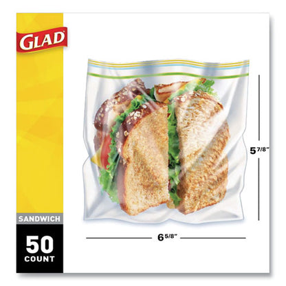 Glad Sandwich Zipper Bags, 6.63" x 8", Clear, 600-Carton 57263