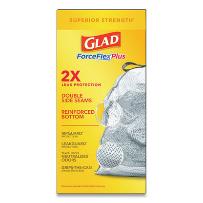 Glad ForceFlexPlus OdorShield Tall Kitchen Drawstring Trash Bags 13 Gallon White (204 Bags) 70320
