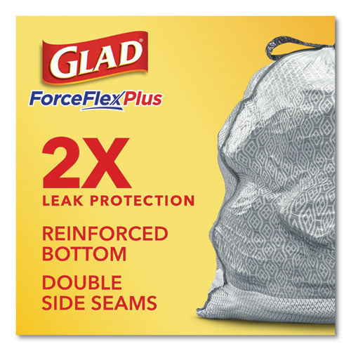 Glad ForceFlexPlus OdorShield Tall Kitchen Drawstring Trash Bags 13 Gallon White (204 Bags) 70320