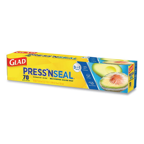 Glad Press'n Seal Food Plastic Wrap, 70 Square Foot Roll, 12 Rolls-Carton 70441