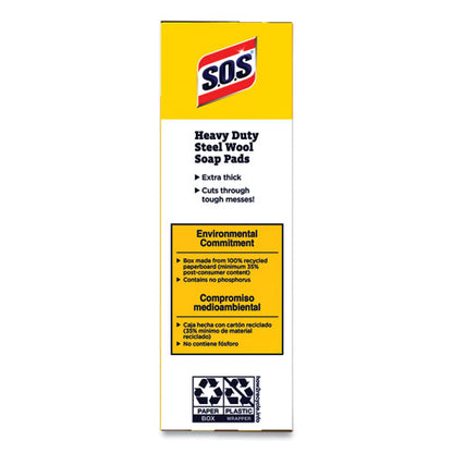 S.O.S. Steel Wool Soap Pads, 4 x 5, Steel, 15 Pads-Box, 12 Boxes-Carton 88320