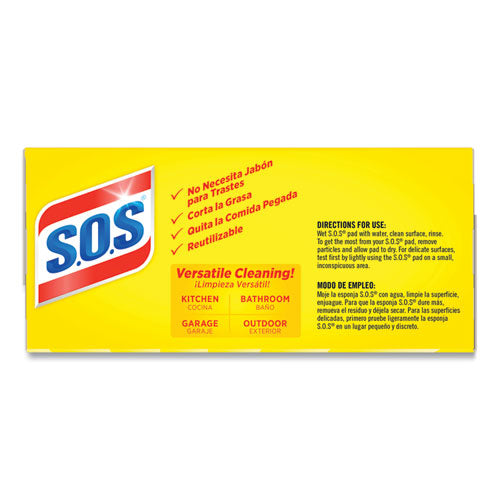 S.O.S. Steel Wool Soap Pad, Steel, 4-Box, 24 Boxes-Carton 98041