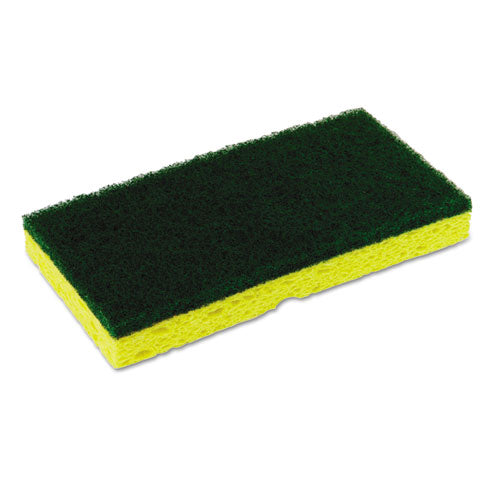 Continental Medium-Duty Sponge N' Scrubber, 3.38 x 6.25, 0.88" Thick, Yellow-Green, 3-Pack, 8 Packs-Carton SS650-24