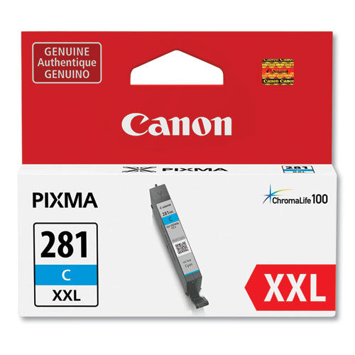 Canon 1980C001 (CLI-281XXL) ChromaLife100 Ink, Cyan 1980C001