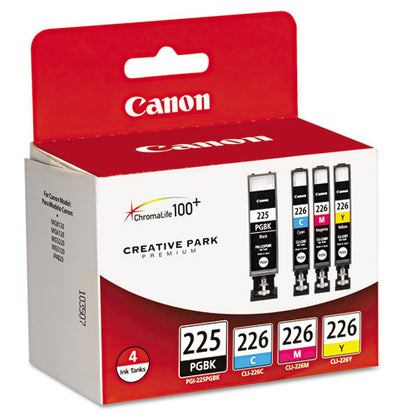 Canon 4530B008AA (PGI-225, CLI-226) Ink, Cyan-Magenta-Pigment Black-Yellow, 4-Pack 4530B008