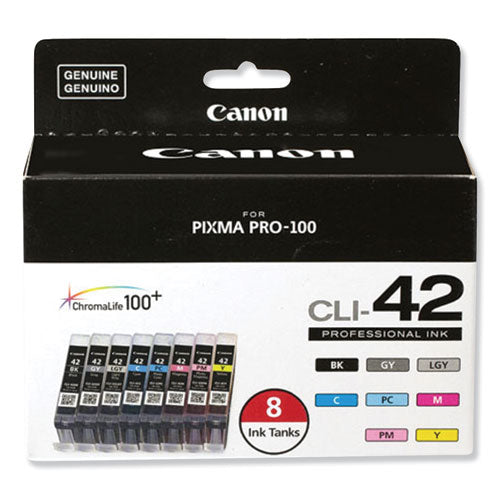 Canon 6384B007 (CLI-42) ChromaLife100+ Ink, Black-Cyan-Gray-Light Gray-Magenta-Photo Cyan-Photo Magenta-Yellow 6384B007