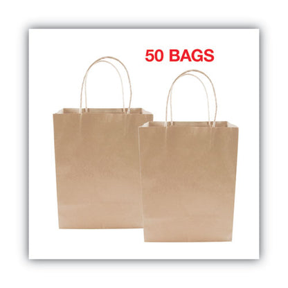Cosco Premium Shopping Bag, 8" x 4" x 10.25", Brown Kraft, 50-Box 098375