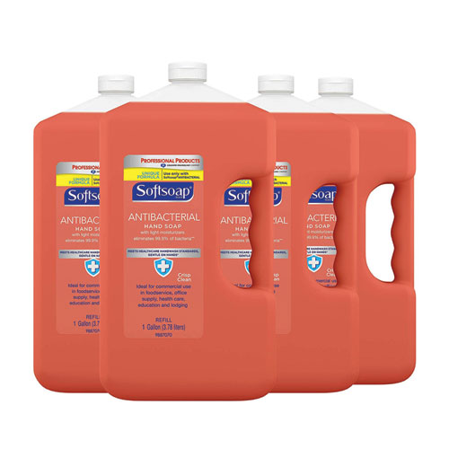 Softsoap Antibacterial Liquid Hand Soap Refill, Crisp Clean, 1 gal Bottle, 4-Carton 01903