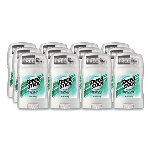 Speed Stick Deodorant, Regular Scent, 1.8 oz, White, 12-Carton 94020