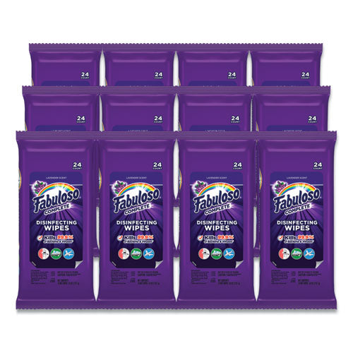 Fabuloso Multi Purpose Wipes, Lavender, 7 x 7, 24-Pack, 12 Packs-Carton US07452A