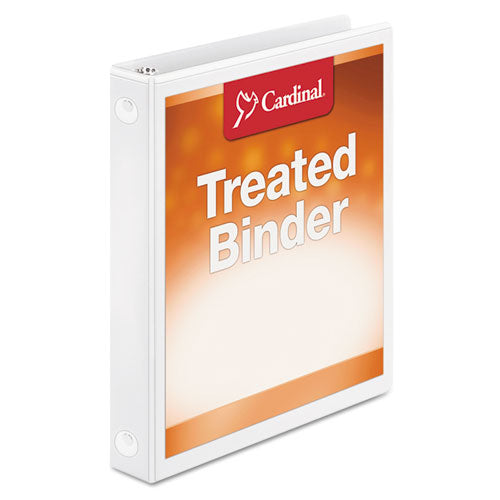 Cardinal Treated Binder ClearVue Locking Round Ring Binder, 3 Rings, 1" Capacity, 11 x 8.5, White 32200