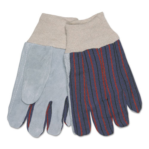 MCR Safety 1040 Leather Palm Grey-White Gloves Large (12 Paris) 1040