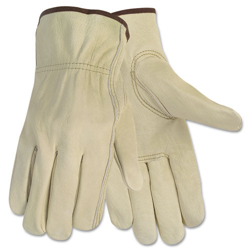 MCR Safety Economy Leather Driver Gloves, Medium, Beige, Pair 3215M