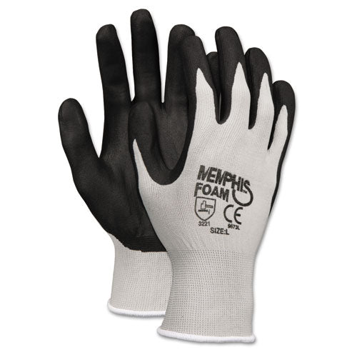 MCR Safety Economy Foam Nitrile Gloves, Large, Gray-Black, 12 Pairs 9673L