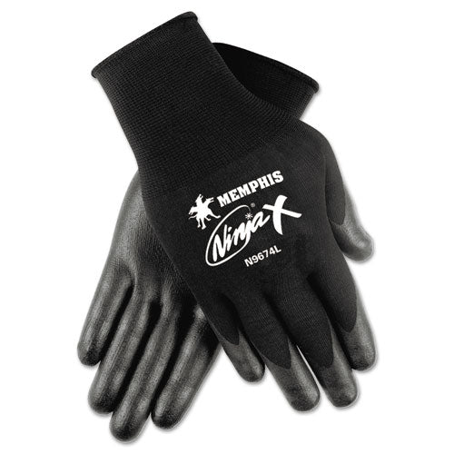 MCR Safety Ninja x Bi-Polymer Coated Gloves, Medium, Black, Pair N9674M