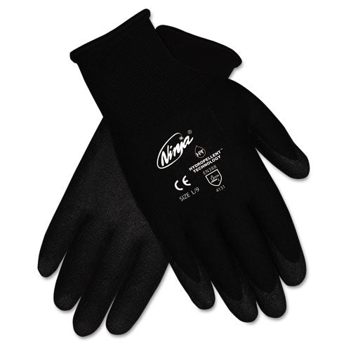 MCR Safety Ninja HPT PVC coated Nylon Gloves, Large, Black, Pair N9699L