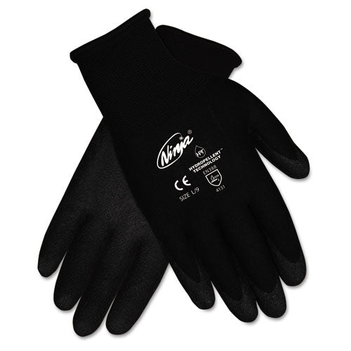 MCR Safety Ninja HPT PVC Coated Nylon Gloves, Medium, Black, 12 Pair-Box N9699M