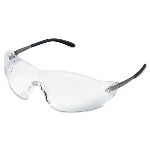 MCR Safety Blackjack Wraparound Safety Glasses, Chrome Plastic Frame, Clear Lens, 12-Box S2110