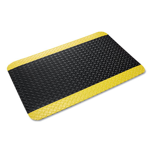 Crown Industrial Deck Plate Anti-Fatigue Mat, Vinyl, 36 x 60, Black-Yellow Border CD 0035YB