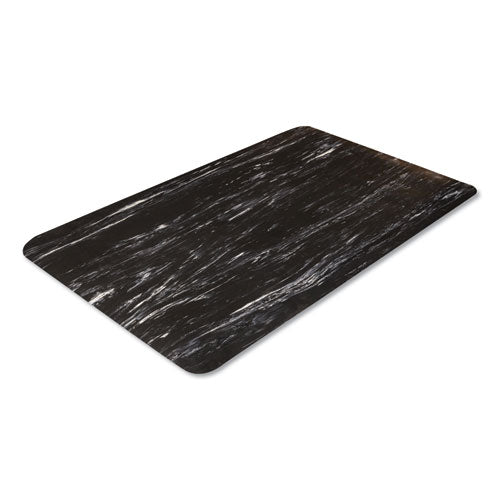 Crown Cushion-Step Surface Mat, 36 x 60, Marbleized Rubber, Black CU 3660BK