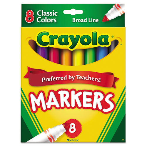 Crayola Non-Washable Marker, Broad Bullet Tip, Assorted Classic Colors, 8-Pack 587708