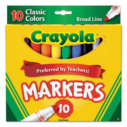 Crayola Non-Washable Marker, Broad Bullet Tip, Assorted Classic Colors, 10-Pack 587722