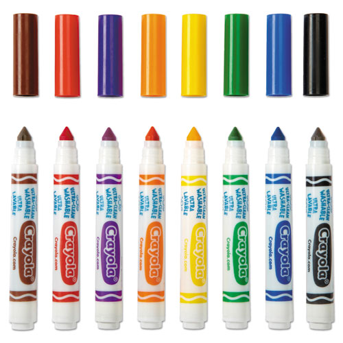 Crayola Ultra-Clean Washable Markers, Broad Bullet Tip, Assorted Colors, 8-Pack 587808
