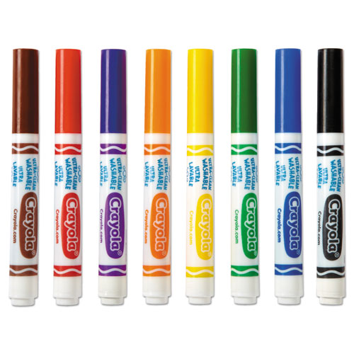 Crayola Ultra-Clean Washable Markers, Broad Bullet Tip, Assorted Colors, 8-Pack 587808