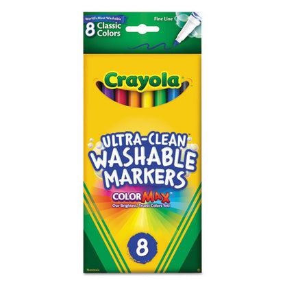 Crayola Ultra-Clean Washable Markers, Fine Bullet Tip, Assorted Colors, 8-Pack 587809