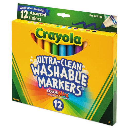 Crayola Ultra-Clean Washable Markers, Broad Bullet Tip, Assorted Colors, Dozen 587812