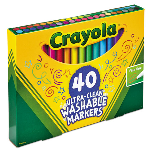 Crayola Ultra-Clean Washable Markers, Fine Bullet Tip, Assorted Colors, 40-Set 587861