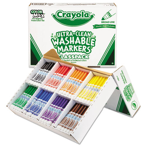 Crayola Ultra-Clean Washable Marker Classpack, Broad Bullet Tip, Assorted Colors, 200-Box 588200