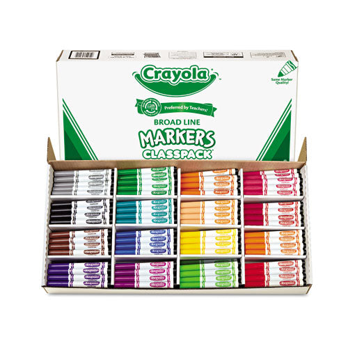 Crayola Non-Washable Marker, Broad Bullet Tip, Assorted Classic Colors, 256-Box 588201