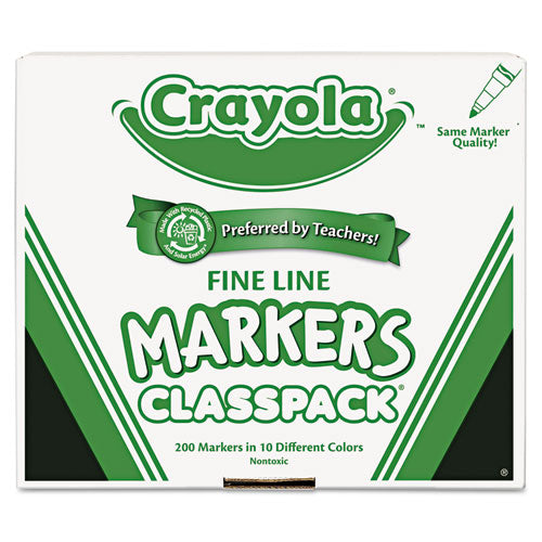Crayola Fine Line 200-Count Classpack Non-Washable Marker, Fine Bullet Tip, Assorted Colors, 200-Box 588210