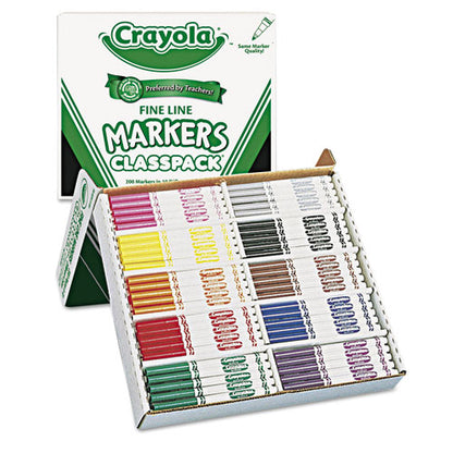 Crayola Fine Line 200-Count Classpack Non-Washable Marker, Fine Bullet Tip, Assorted Colors, 200-Box 588210