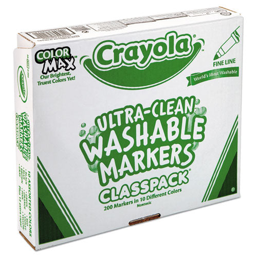 Crayola Ultra-Clean Washable Marker Classpack, Fine Bullet Tip, Assorted Colors, 200-Pack 588211