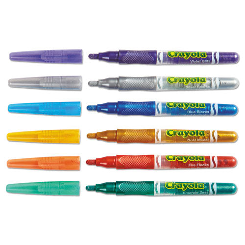 Crayola Glitter Markers, Medium Bullet Tip, Assorted Colors, 6-Set 588629