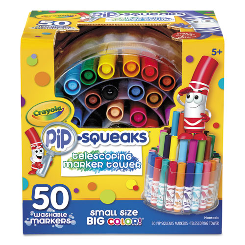 Crayola Pip-Squeaks Telescoping Marker Tower, Medium Bullet Tip, Assorted Colors, 50-Pack 588750