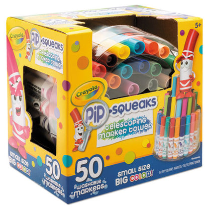 Crayola Pip-Squeaks Telescoping Marker Tower, Medium Bullet Tip, Assorted Colors, 50-Pack 588750