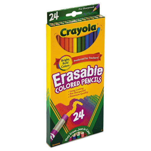 Crayola Erasable Color Pencil Set, 3.3 mm, 2B (#1), Assorted Lead-Barrel Colors, 24-Pack 682424