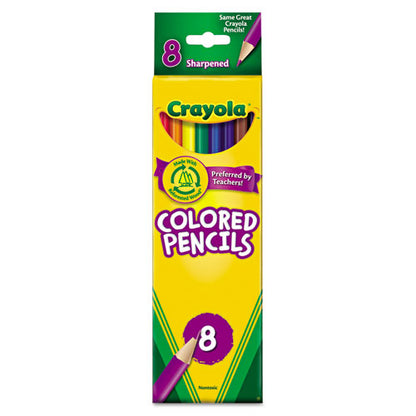 Crayola Long-Length Colored Pencil Set, 3.3 mm, 2B (#1), Assorted Lead-Barrel Colors, 8-Pack 684008
