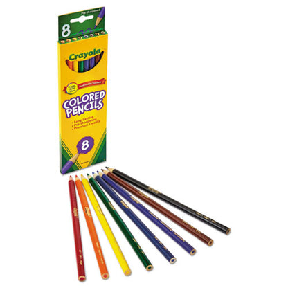 Crayola Long-Length Colored Pencil Set, 3.3 mm, 2B (#1), Assorted Lead-Barrel Colors, 8-Pack 684008