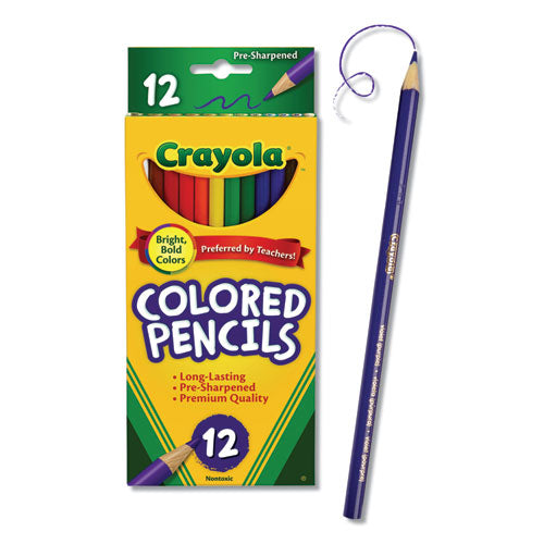 Crayola Long-Length Colored Pencil Set, 3.3 mm, 2B (#1), Assorted Lead-Barrel Colors, Dozen 684012