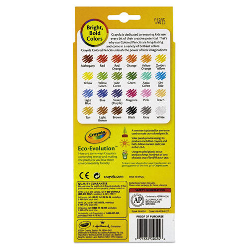 Crayola Long-Length Colored Pencil Set, 3.3 mm, 2B (#1), Assorted Lead-Barrel Colors, 24-Pack 684024